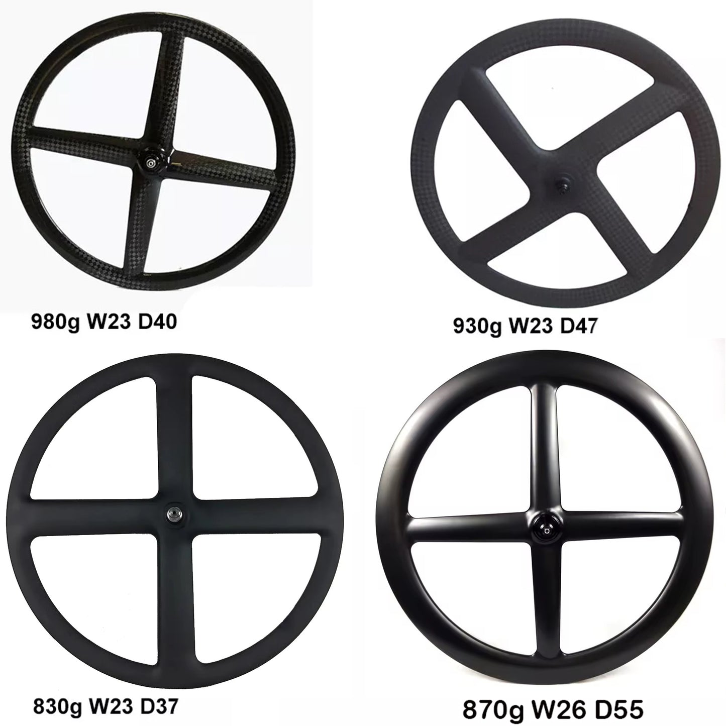Full Carbon 4 Spokes wheel 700C Clincher/Tubular Wheels four-spoke carbon wheelset for Track/Road Bike Fixed Gear Cycling