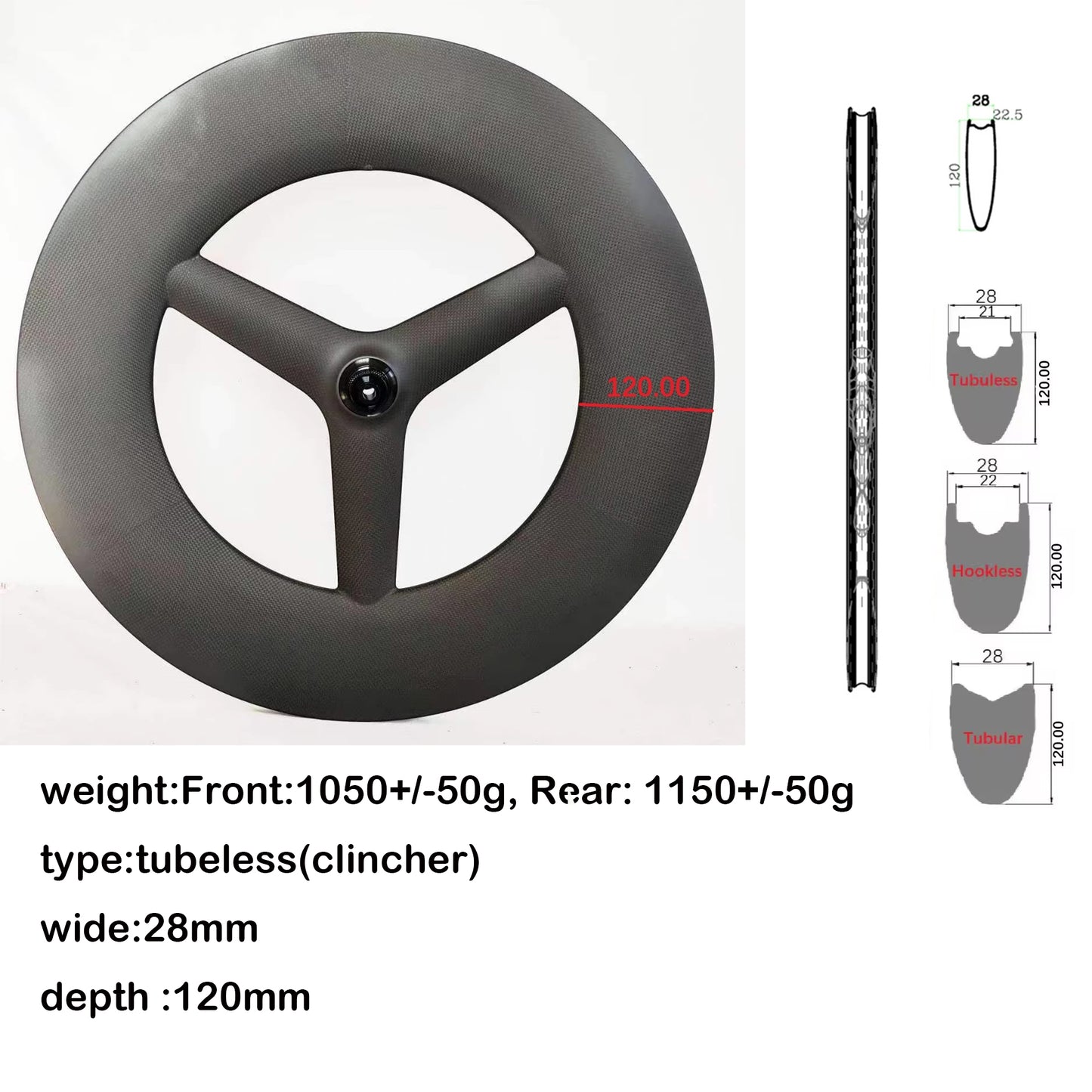 Carbon Tri Spoke Wheel 700C Road Time trial Carbon Wheels TT/ROAD/TRACK racing bicycle wheels Toray T700+T800
