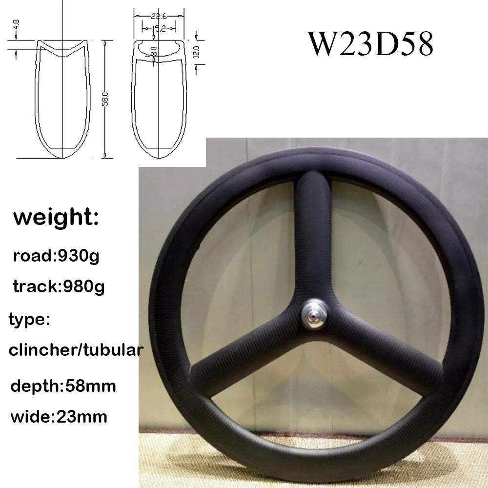 Carbon Tri Spoke Wheel 700C Road Time trial Carbon Wheels TT/ROAD/TRACK racing bicycle wheels Toray T700+T800