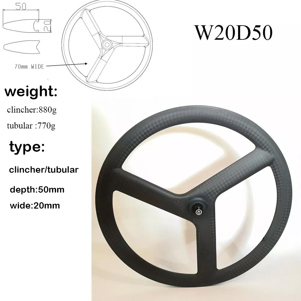 Carbon Tri Spoke Wheel 700C Road Time trial Carbon Wheels TT/ROAD/TRACK racing bicycle wheels Toray T700+T800