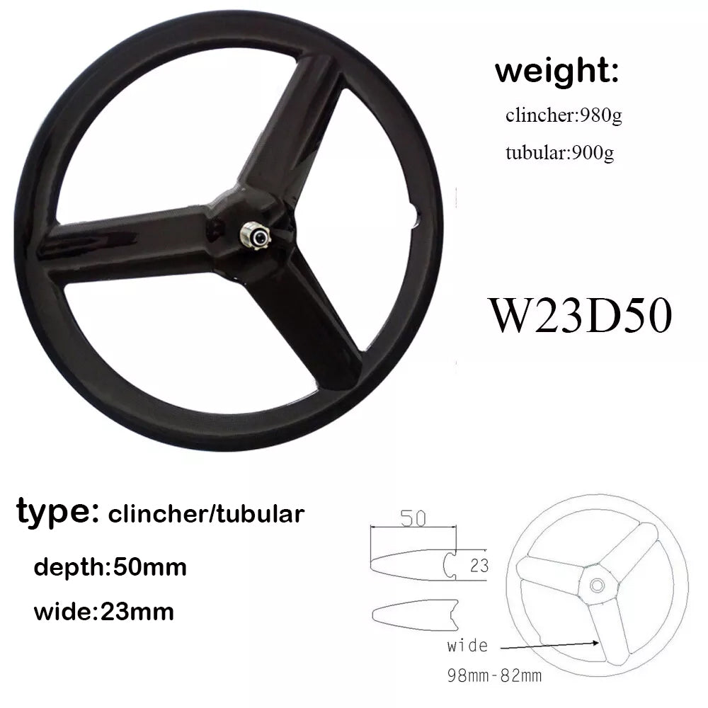Carbon Tri Spoke Wheel 700C Road Time trial Carbon Wheels TT/ROAD/TRACK racing bicycle wheels Toray T700+T800