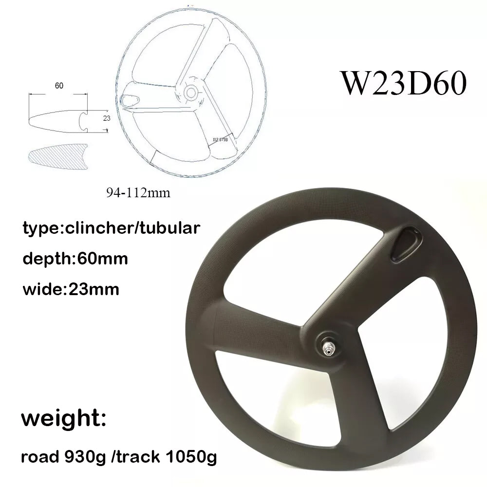 Carbon Tri Spoke Wheel 700C Road Time trial Carbon Wheels TT/ROAD/TRACK racing bicycle wheels Toray T700+T800