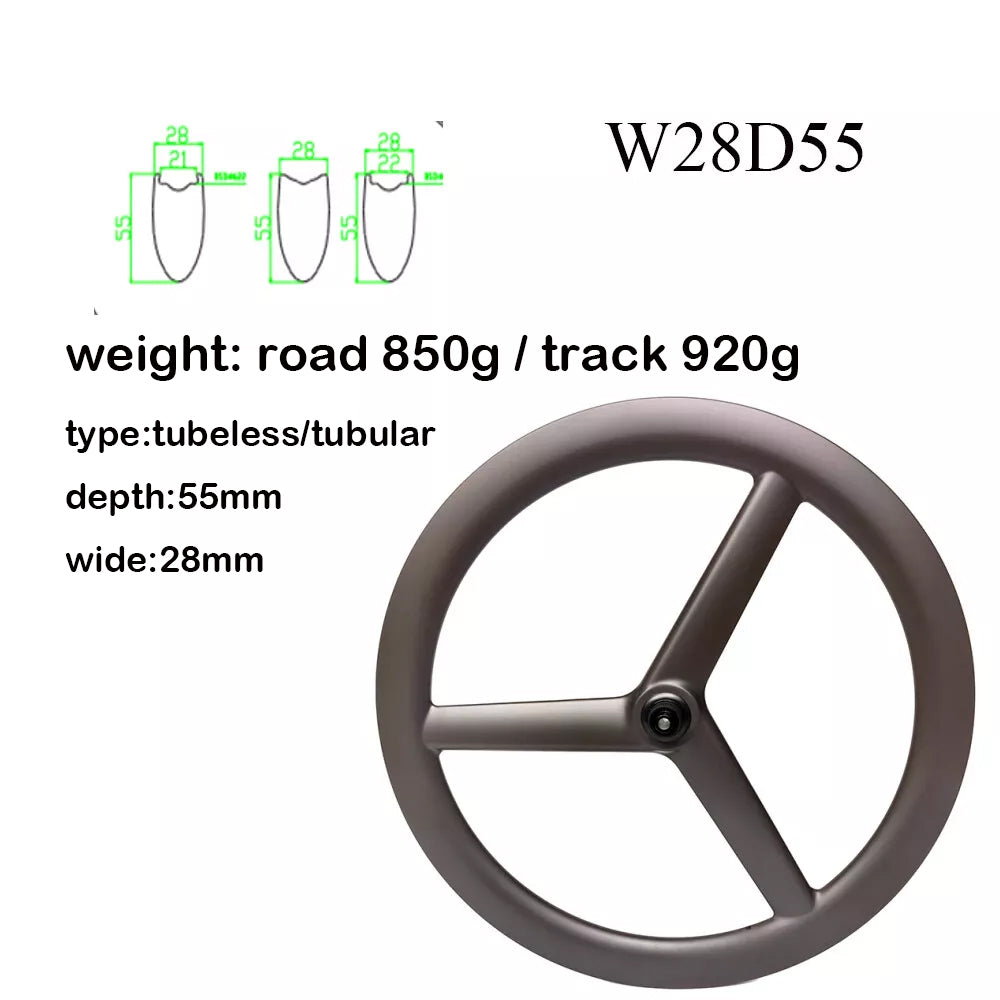 Carbon Tri Spoke Wheel 700C Road Time trial Carbon Wheels TT/ROAD/TRACK racing bicycle wheels Toray T700+T800