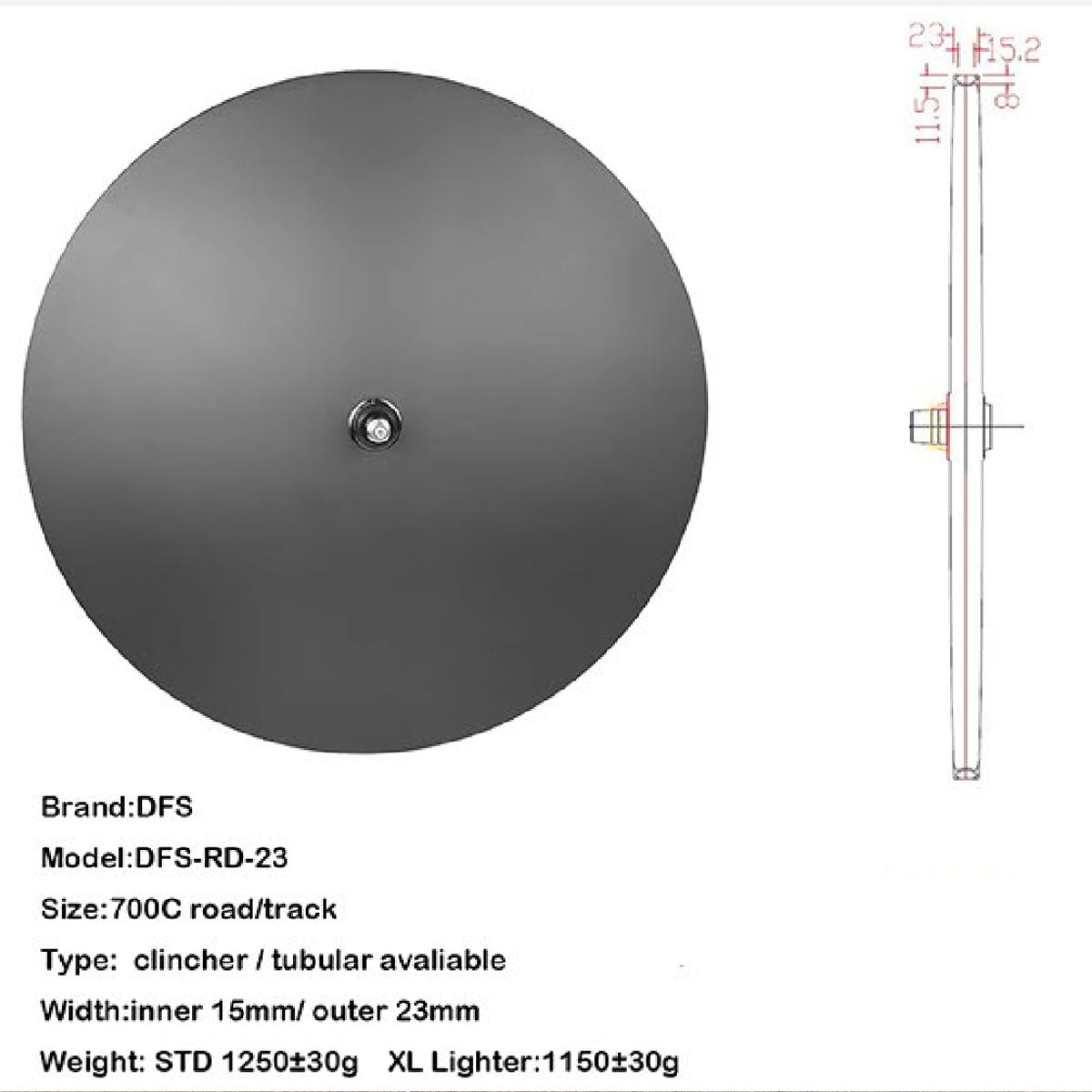 Carbon disc wheel 700C 23/25/26/28mm width track/road bike TT/fixed gear cycle carbon wheels