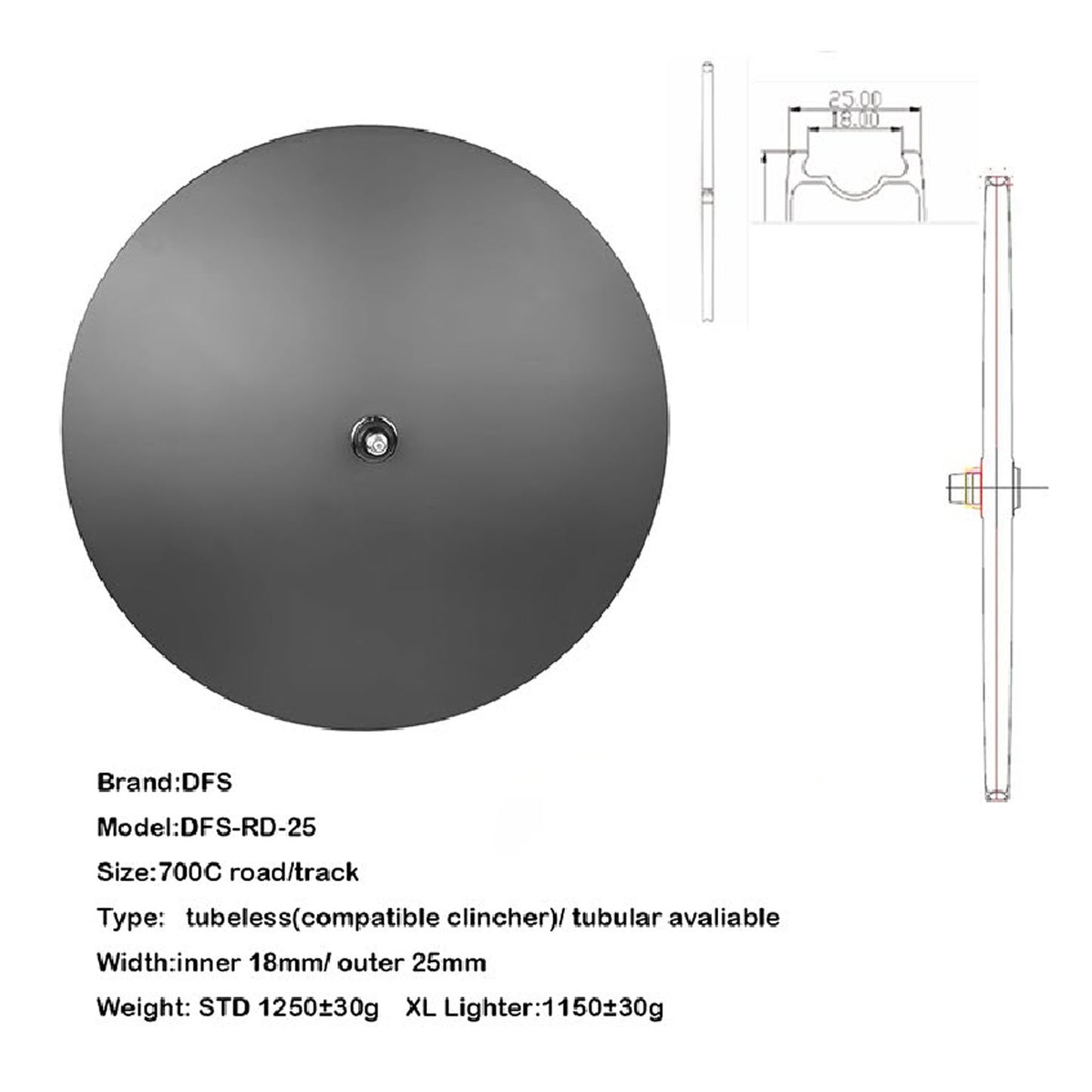 Carbon disc wheel 700C 23/25/26/28mm width track/road bike TT/fixed gear cycle carbon wheels