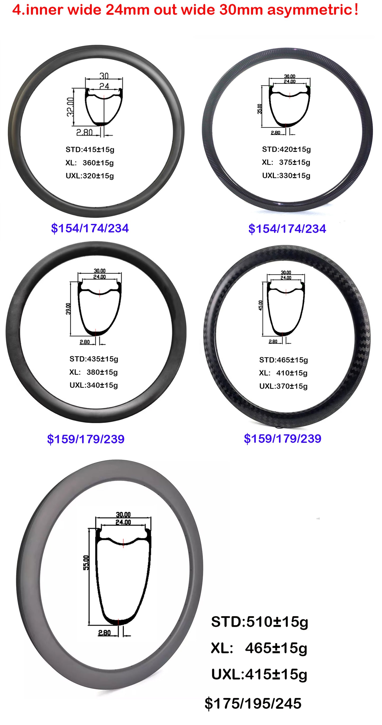 Carbon Gravel road bike rim 700C Road 32/35/39/45/55mm Deep Carbon Rim 30mm Wide Tubeless Clincher Disc Wheel rim
