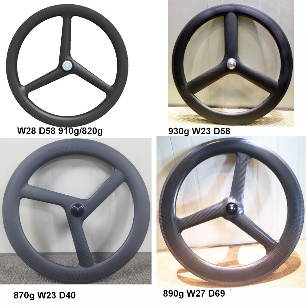 Carbon Tri Spoke Wheel 700C Road Time trial Carbon Wheels TT/ROAD/TRACK racing bicycle wheels Toray T700+T800