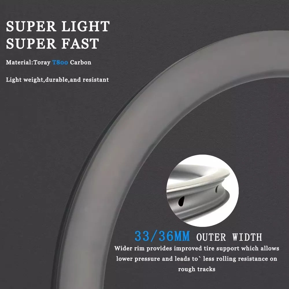carbon road bike rim 33/36mm Width 700c All Road Bike Carbon Rim 35/40/45mm Depth Gravel Bicycle Disc Wheel Asymmetry 30mm Inner Wide Tubeless