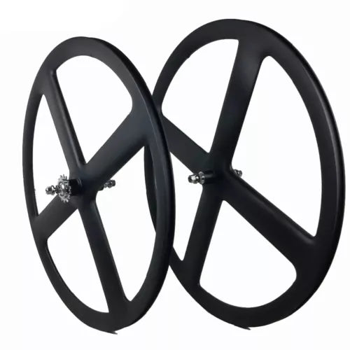 Full Carbon 4 Spokes wheel 700C Clincher/Tubular Wheels four-spoke carbon wheelset for Track/Road Bike Fixed Gear Cycling