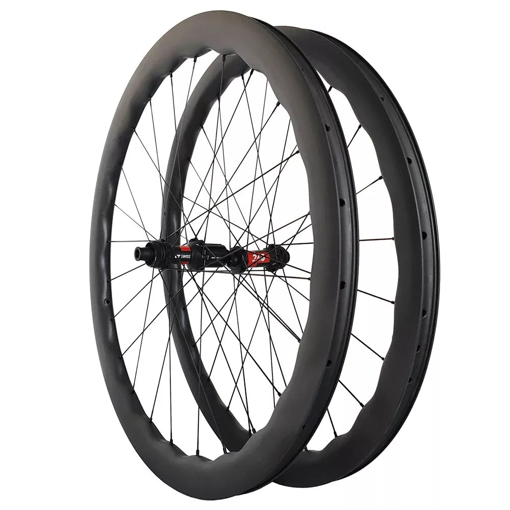 carbon road bike wheels wave WAVE 700c Carbon Wheelset Tubeless Ratchet Hub Quality Bicycle Wave Rim AERO Spoke Center-Lock Disc Brake Wheels
