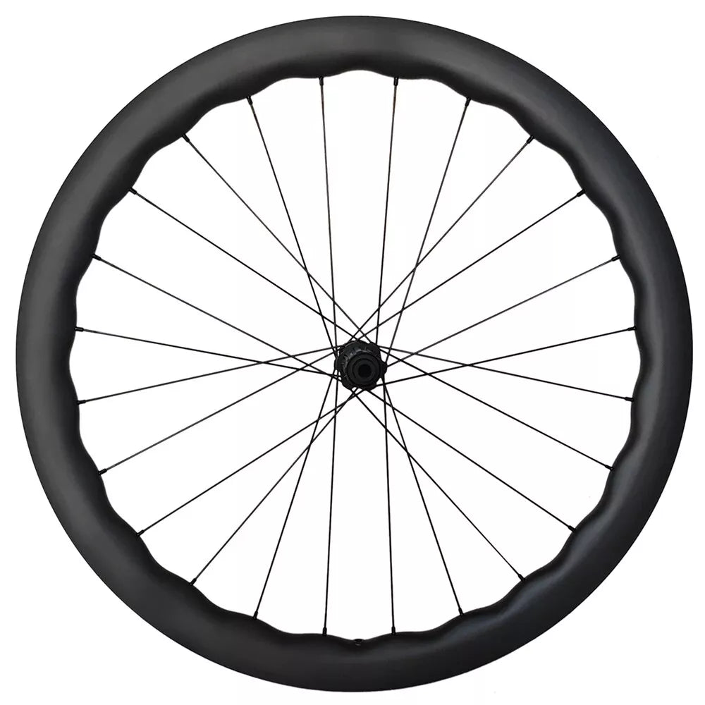 carbon road bike wheels wave WAVE 700c Carbon Wheelset Tubeless Ratchet Hub Quality Bicycle Wave Rim AERO Spoke Center-Lock Disc Brake Wheels