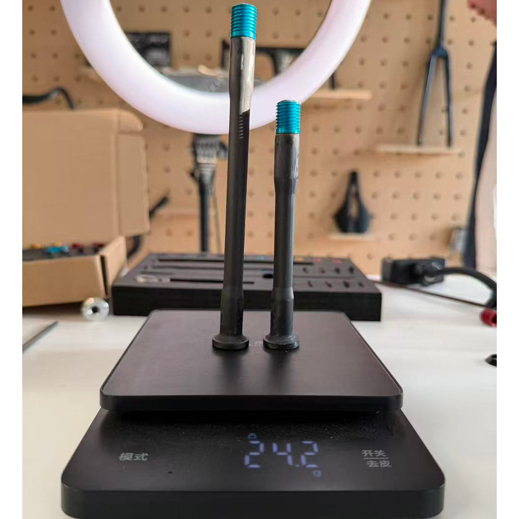 DFS  24g Ultra-Light Carbon Fiber Bicycle Thru-Axle with Titanium Bolts - Universal Road Bike Upgrade  the final step in lightweighting