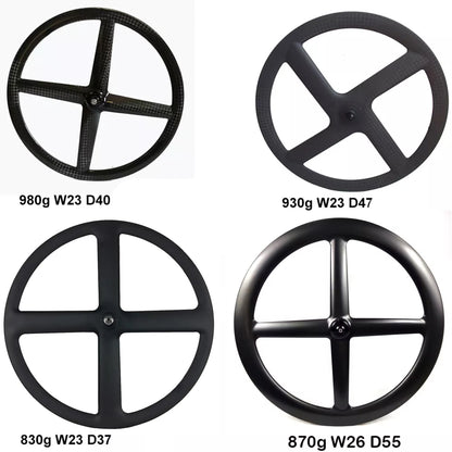 Full Carbon 4 Spokes wheel 700C Clincher/Tubular Wheels four-spoke carbon wheelset for Track/Road Bike Fixed Gear Cycling