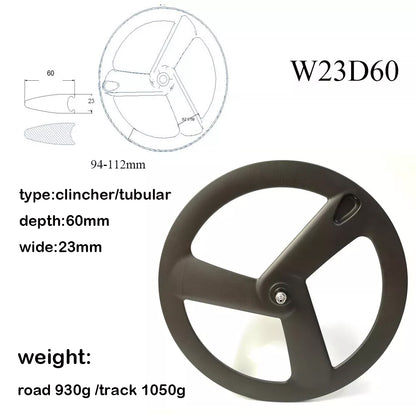 Carbon Tri Spoke Wheel 700C Road Time trial Carbon Wheels TT/ROAD/TRACK racing bicycle wheels Toray T700+T800