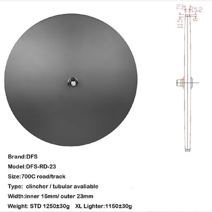 Carbon disc wheel 700C 23/25/26/28mm width track/road bike TT/fixed gear cycle carbon wheels