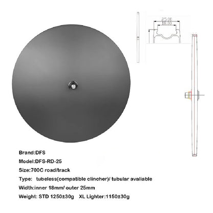 Carbon disc wheel 700C 23/25/26/28mm width track/road bike TT/fixed gear cycle carbon wheels