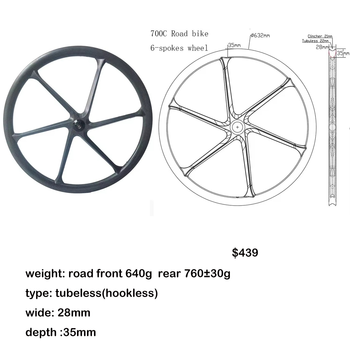 carbon 6 Spoke Wheelset 700C Road Bike Gravel SuperLight Tubeless HG XDR 12s Speed Disc Ratchet System 36T Hub
