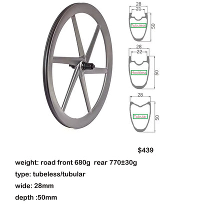 carbon 6 Spoke Wheelset 700C Road Bike Gravel SuperLight Tubeless HG XDR 12s Speed Disc Ratchet System 36T Hub