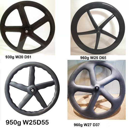 carbon five spokes wheel 700C Fixed Gear Track/Road/TT bike full carbon fibre 5 spokes bicycle wheelset