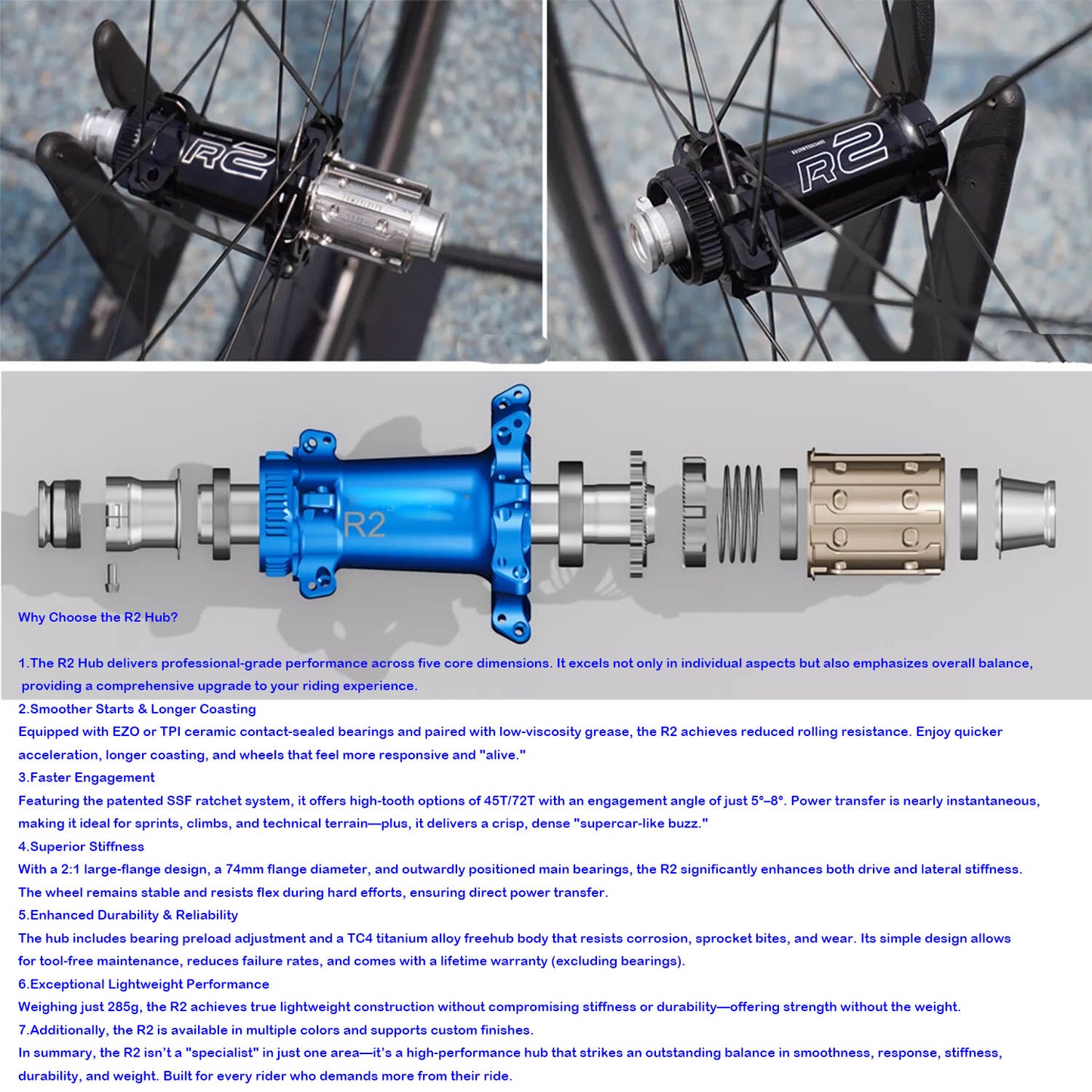 Road Bike Hub Rachet System R2 Ultralight Road Bicycle Hub Cycle Disc V-brake HG MS XDR