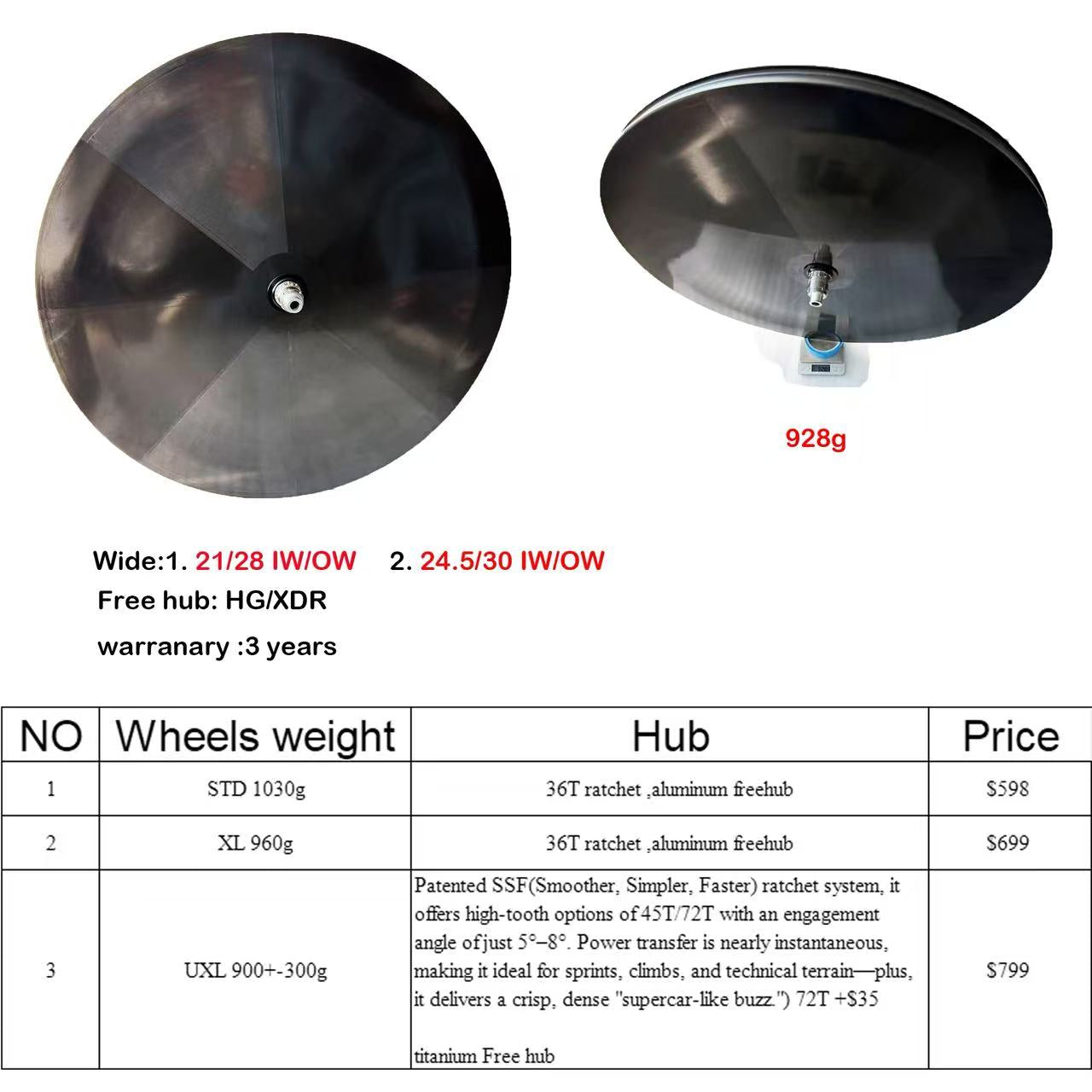 DFS TT Disc Wheels UD Raw Weave 920g Weight 45T Ratchet Competition Grade Carbon Fiber Disc Wheels