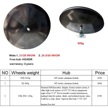 DFS TT Disc Wheels UD Raw Weave 920g Weight 45T Ratchet Competition Grade Carbon Fiber Disc Wheels