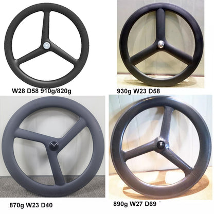 Carbon Tri Spoke Wheel 700C Road Time trial Carbon Wheels TT/ROAD/TRACK racing bicycle wheels Toray T700+T800