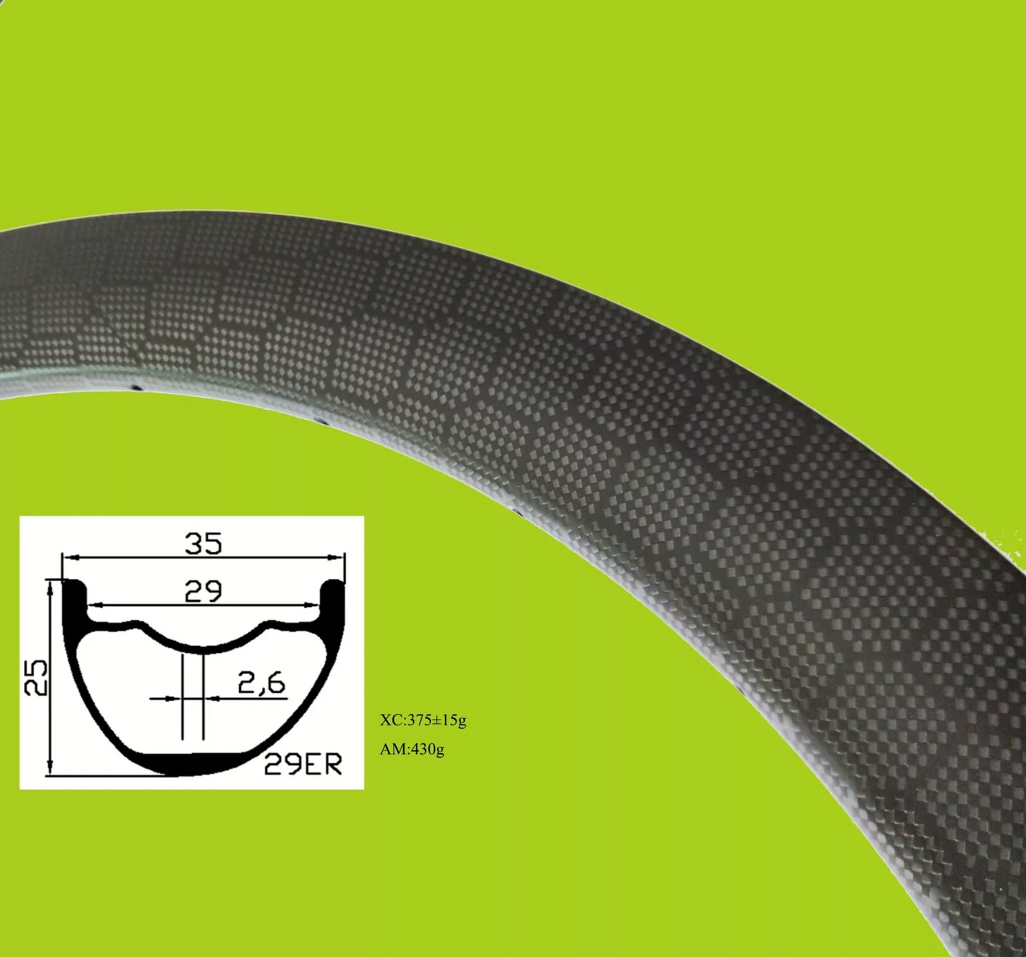 280g 29er Carbon Mtb Rims XC Tubeless Carbon Rim UD/3K 12K 3K Twill Matte Glossy 29in Clincher Hookless New Asymmetric