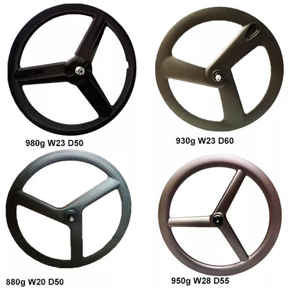 Carbon Tri Spoke Wheel 700C Road Time trial Carbon Wheels TT/ROAD/TRACK racing bicycle wheels Toray T700+T800