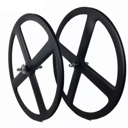 Full Carbon 4 Spokes wheel 700C Clincher/Tubular Wheels four-spoke carbon wheelset for Track/Road Bike Fixed Gear Cycling