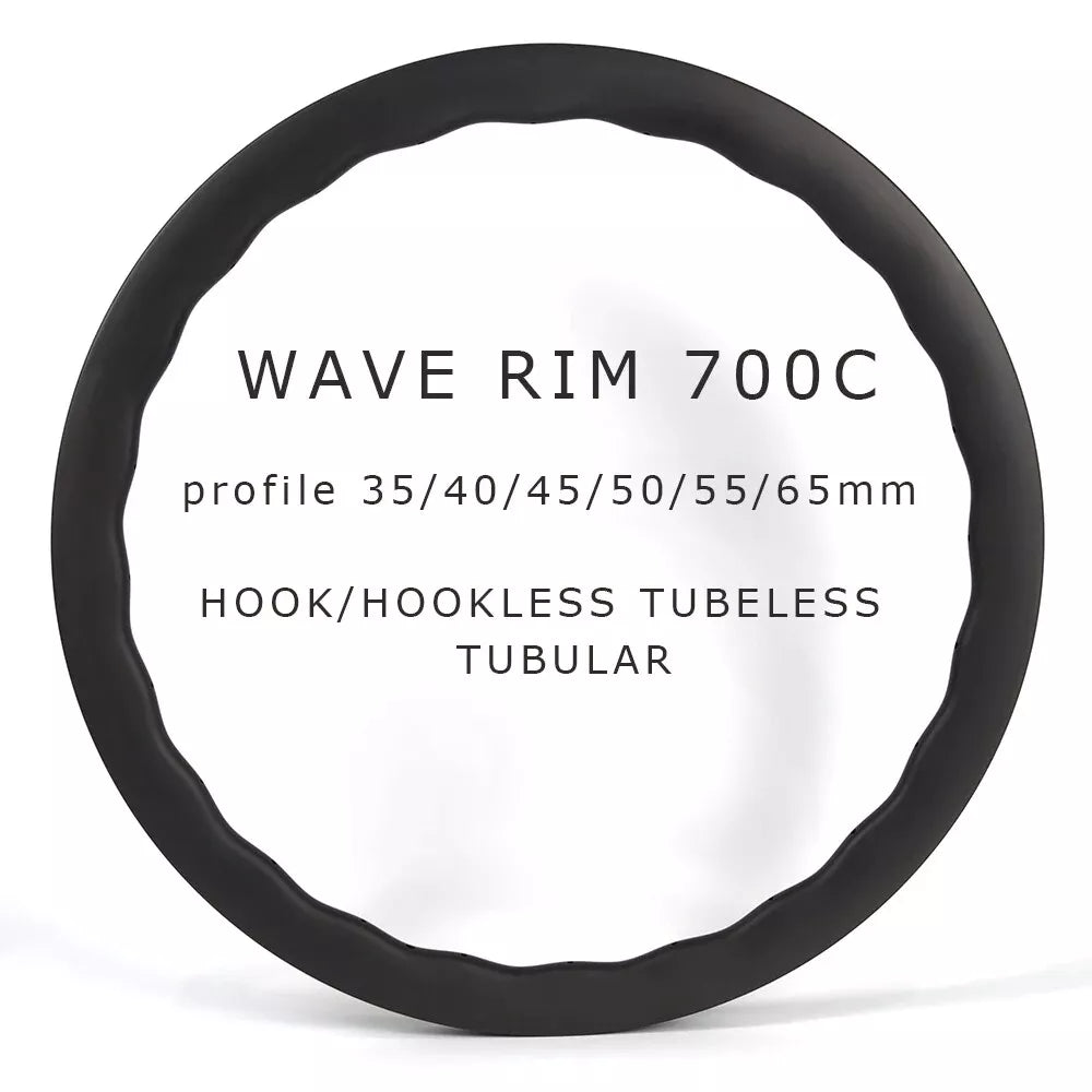 carbon road bike wheels wave WAVE 700c Carbon Wheelset Tubeless Ratchet Hub Quality Bicycle Wave Rim AERO Spoke Center-Lock Disc Brake Wheels