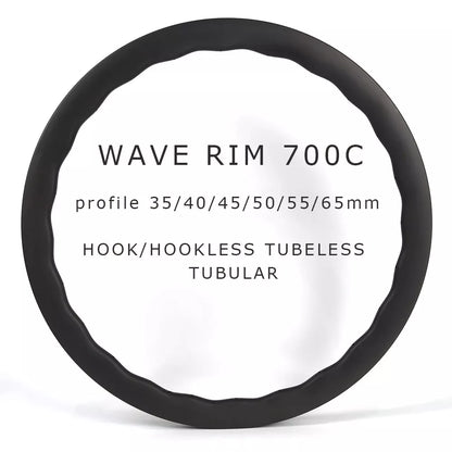 carbon road bike wheels wave WAVE 700c Carbon Wheelset Tubeless Ratchet Hub Quality Bicycle Wave Rim AERO Spoke Center-Lock Disc Brake Wheels