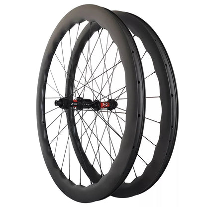carbon road bike wheels wave WAVE 700c Carbon Wheelset Tubeless Ratchet Hub Quality Bicycle Wave Rim AERO Spoke Center-Lock Disc Brake Wheels