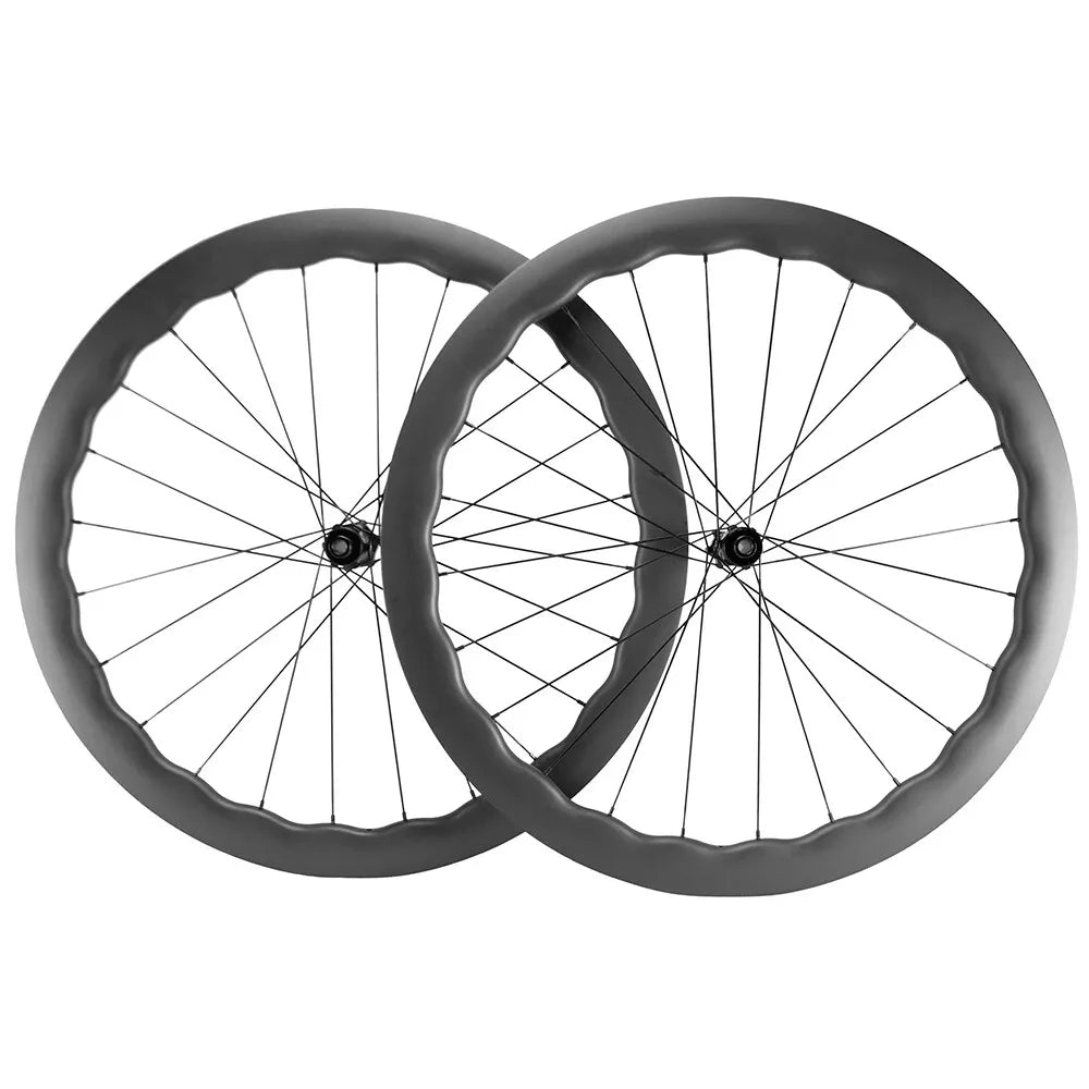 carbon road bike wheels wave WAVE 700c Carbon Wheelset Tubeless Ratchet Hub Quality Bicycle Wave Rim AERO Spoke Center-Lock Disc Brake Wheels