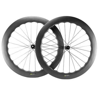 carbon road bike wheels wave WAVE 700c Carbon Wheelset Tubeless Ratchet Hub Quality Bicycle Wave Rim AERO Spoke Center-Lock Disc Brake Wheels