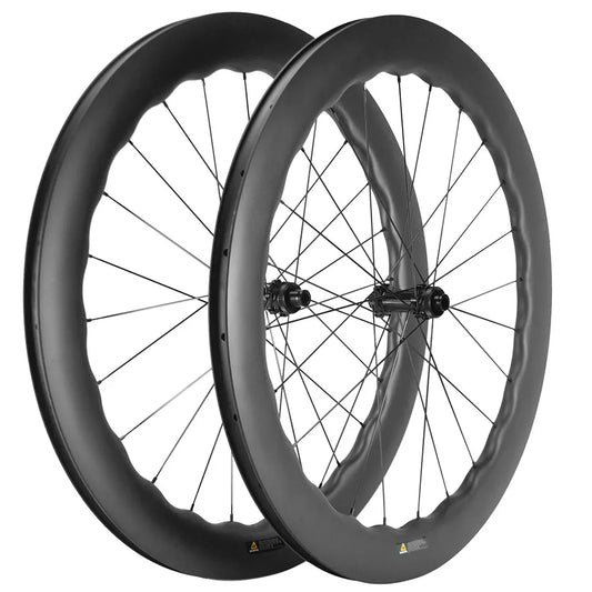 carbon road bike wheels wave WAVE 700c Carbon Wheelset Tubeless Ratchet Hub Quality Bicycle Wave Rim AERO Spoke Center-Lock Disc Brake Wheels