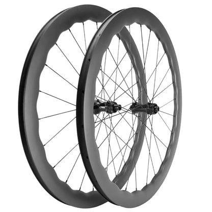 carbon road bike wheels wave WAVE 700c Carbon Wheelset Tubeless Ratchet Hub Quality Bicycle Wave Rim AERO Spoke Center-Lock Disc Brake Wheels